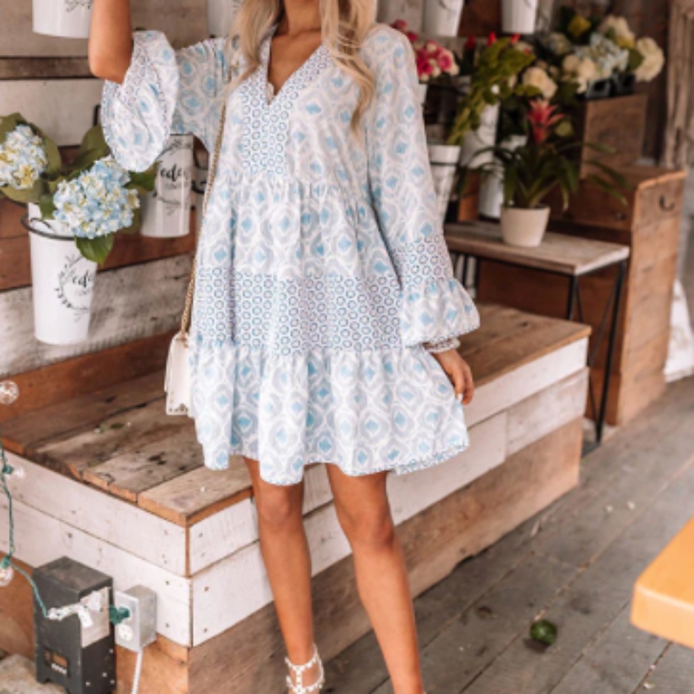 Impressions Boutique Beyond Chic Babydoll Dress in Sky Blue